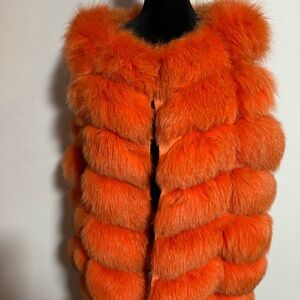 Orange Fox Fur Vest